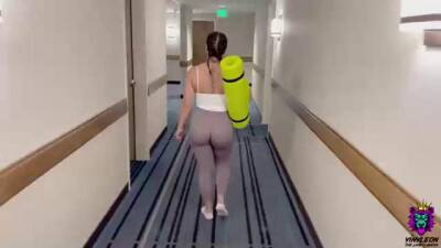 Instead of doing her yoga routine, busty brunette is having casual sex with her personal trainer - sunporno.com