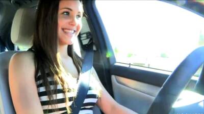 Sabrina driving with her boobs out - icpvid.com