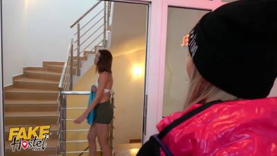Fake hostel hot cougar and teen sapphic crew up to nail straight teen - sexu.com
