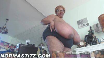 Gigantomastia Breasts Working It Out - Norma Stitz - hclips.com