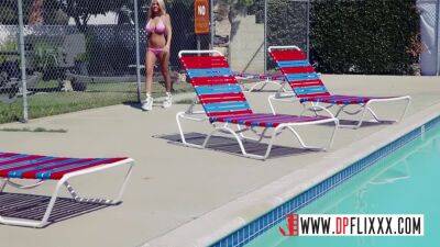 Busty Blonde Seduces Lifeguard - sexu.com