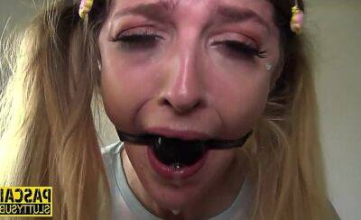 Gagged and bound teen gets throat and pussy fucked roughly - sunporno.com