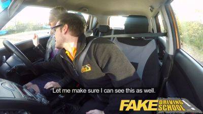 Carly Rae - British blonde Carly Rae gets a deep creampie in fake driving school - sexu.com - Britain