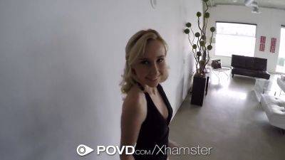 Blonde bombshell Peyton Coast takes on a massive dick in POVD and takes a facial - sexu.com