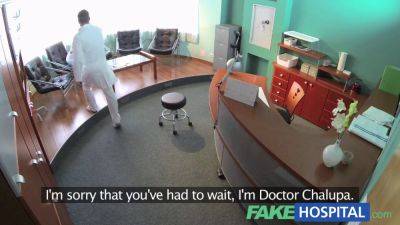 Hot patient with fake tits gets pounded on the receptionist's desk in POV - sexu.com