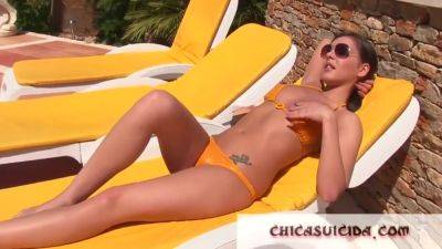 Super Hot Solo Girl Henessy Masturbating In Bikini Poolside - hotmovs.com - Russia
