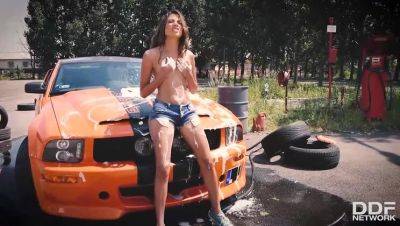 Baby Nicols - Baby Nicols' Auto Wash Fingering - Shaved Brunette - xxxfiles.com