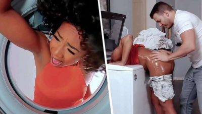 Kyle Mason - Misty Stone - Feeling up My Girlfriend's Ebony Mom Stuck in Washing Machine - MILFED - veryfreeporn.com